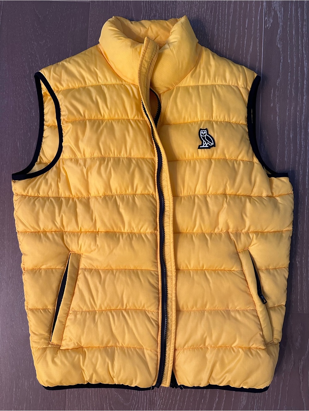 OVO Yellow Quilted Puffer Vest with Black Trim